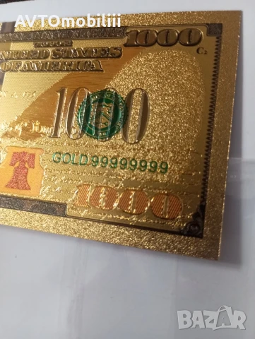 Позлатена с 24 карата злато релефна банкнота 100 долара с Доналд Тръмп, снимка 6 - Нумизматика и бонистика - 51375392