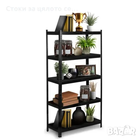 Черен метален гаражен стелаж 875 кг – 5 рафта, 180×90×40см, снимка 3 - Стелажи и щандове - 56153039