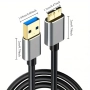 Micro USB 3.0 кабел, USB 3.0 A към Micro B суперскоростен кабел за данни - 150 sm, снимка 7