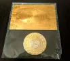 Позлатена турска монета 500 куруша 1951 г. с позлатен 24 карат сертификат , снимка 2