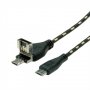 Кабел Преходник Micro USB към Micro USB или USB Женско OTG Roline 11.02.8314 1м, снимка 1 - Кабели и адаптери - 31361287
