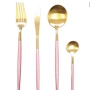 Комплект прибори за хранене от 24 части с луксозен дизайн и магнитна кутия в златисто и розово, снимка 3