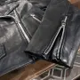 Естествена кожа дамско байкър яке Mango размер С, снимка 2