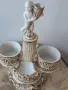 Capodimonte 29см/Каподимонте голям стар италиански порцеланов свещник-бонбониера/дете-злато, снимка 3