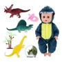 Кукла бебе с костюм динозавър + 3 динозавъра – 35 см, снимка 2