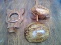 Лот от три предмета дървени пепелник и жаба и черупка от костенурка, снимка 2