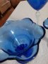 Чаши за мелба и ваза -синьо стъкло, снимка 2