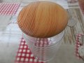 Стъклен буркан с дървено капаче за съхранение на подправки, захар, сол, кафе, сладки и други, снимка 4