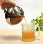 Стъклен чайник със стоманена платфорна и цедка 1.1L, снимка 2