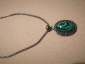 Нов дамски зелен овален медальон малахит, снимка 2