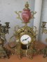 лот Стари, арт, античен, винтидж бароков каминен МЕХАНИЧЕН часовник с АЙЦЕ "ФАБЕРЖЕ"+2 броя свещника, снимка 5