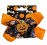 Хелоуин / Halloween фиба за коса, оранжева и черна панделка с тиква с оранжев брокат, 13 см_1239896, снимка 3