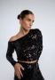 Черна официална блуза с пайети, снимка 1