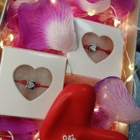Подаръчен комплект за него и нея, Свети Валентин, мъжка и дамска сребърна гривна с Кубче и сърце, снимка 3 - Гривни - 35527501