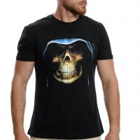 Нова мъжка тениска с дигитален печат Череп с качулка, Скелет, снимка 7 - Тениски - 37664193