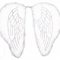 Големи ангелски крила ангел бели с пух дамски детски парти костюм, снимка 2 - Други - 42794765