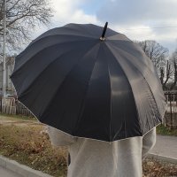 2542 Класически черен чадър, 16 спици, 92см, снимка 2 - Други - 35425407