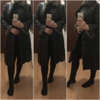 Кожено палто/ манто - черно с леопардов принт, снимка 3 - Палта, манта - 24064565