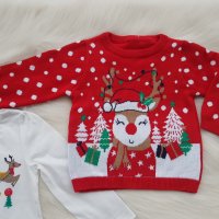 Коледен пуловер 1-2-3 години, снимка 5 - Бебешки блузки - 30815595