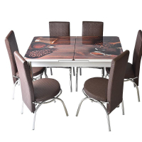 Трапезен комплект Кафе - разтегателна маса с 6 стола, снимка 1 - Маси - 44695954