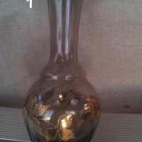 Две вазички кафяво стъкло високи различни, снимка 4 - Вази - 30053527