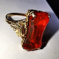 Златен 18 Карата пръстен с Централен камък Натурален Мадейра Цитрин!, снимка 6 - Пръстени - 42649682