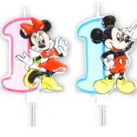1 година годинка първи свещ свещичка Мини Маус Мики Minnie Mickey Mouse свещ за рожден ден торта , снимка 1 - Други - 40594774