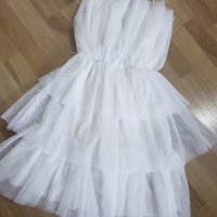 Бяла воалена рокля, снимка 1 - Рокли - 44222954
