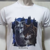 Нова мъжка тениска с трансферен печат Два вълка, Серия вълци, снимка 6 - Тениски - 29104380