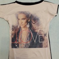 Тениска LOVE - комбинация от биопамук + ликра , красив принт на предната част с пастелни цветове, снимка 3 - Тениски - 37510144