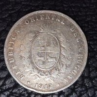 50 цента 1917 Уругвай сребро , снимка 1 - Нумизматика и бонистика - 44374857