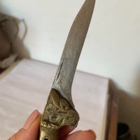 Красив стар нож с месинг и маркировка, снимка 2 - Антикварни и старинни предмети - 44215383