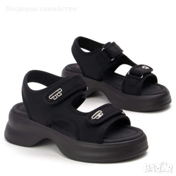 Дамски летни сандали с лепка черно , снимка 1