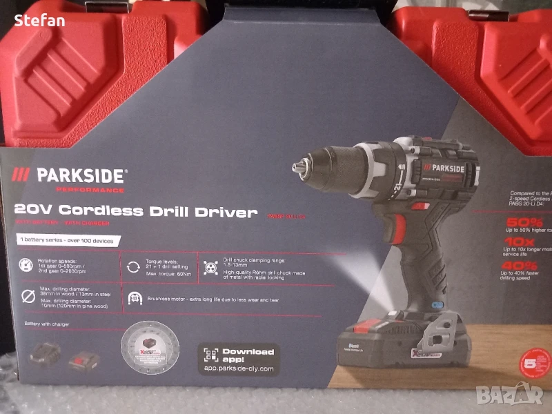 Акумулаторна безчеткова бормашина PARKSIDE , снимка 1