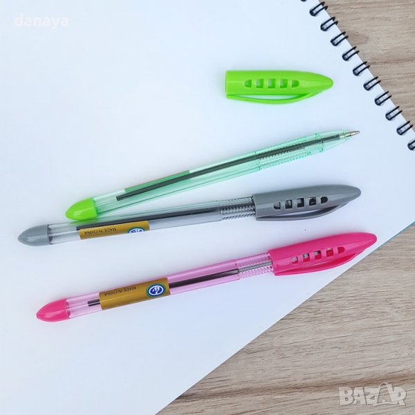 3011 Син химикал с прозрачно тяло и капачка, 1.0mm, снимка 1