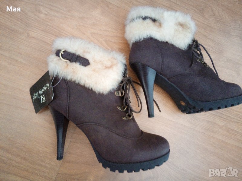 Елегантни боти с кожичка, удобни и топли, № 38, , снимка 1