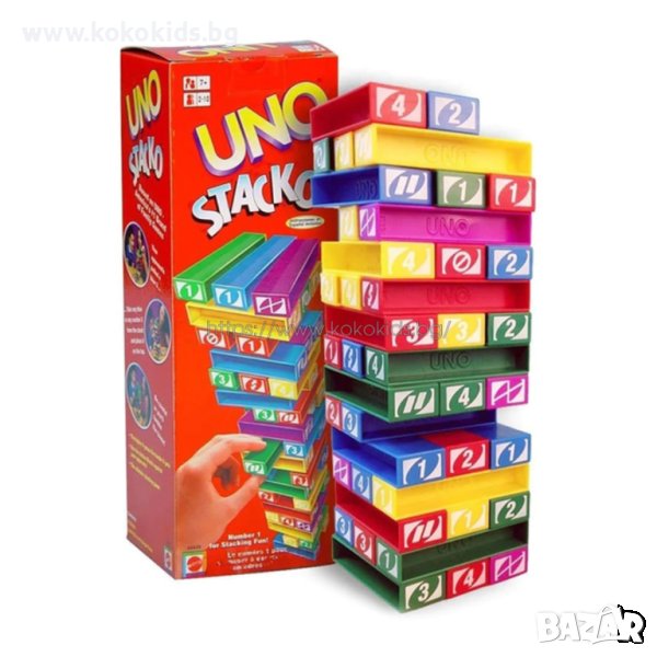 ЦВЕТНИ ПОДРЕЖДАЩИ БЛОКОВЕ UNO STACKO - СЕМЕЙНА ИГРА, снимка 1