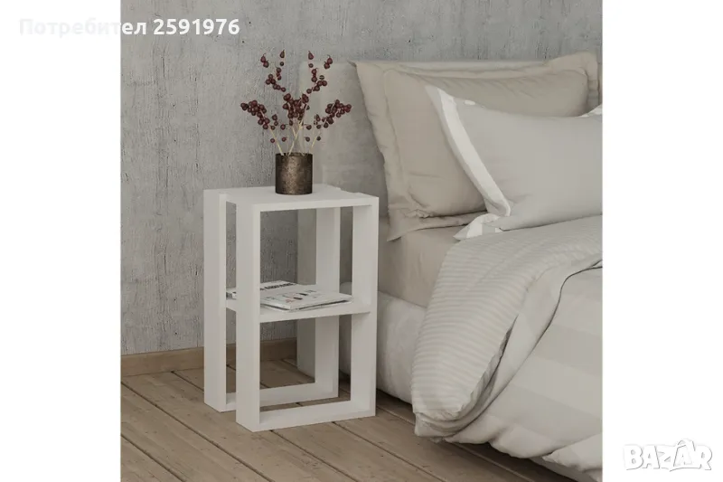 Нощно шкафче Passion 34x30x55cm, Бял, снимка 1