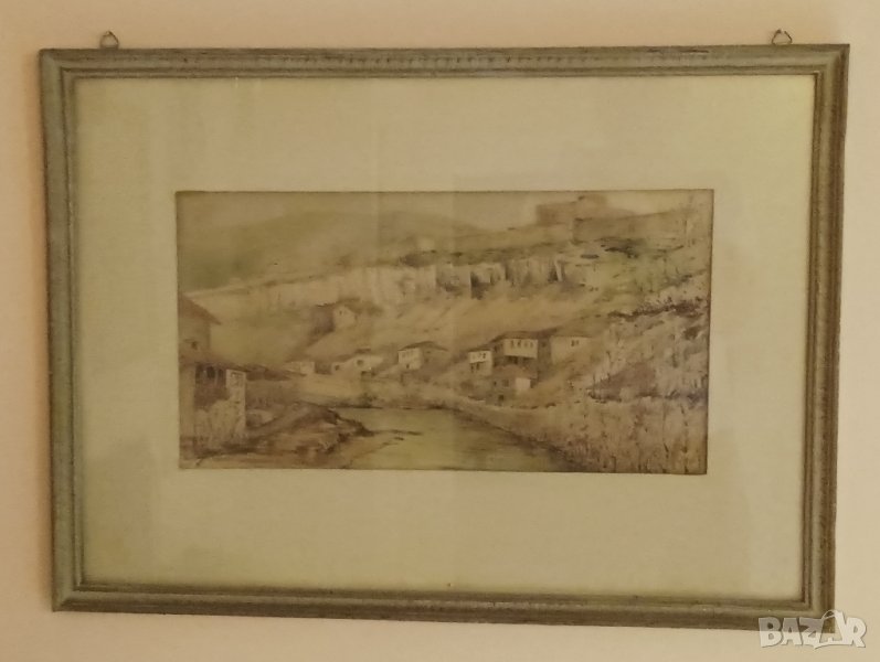 Картина, Търново, Никола Чехларов, акварел. , снимка 1