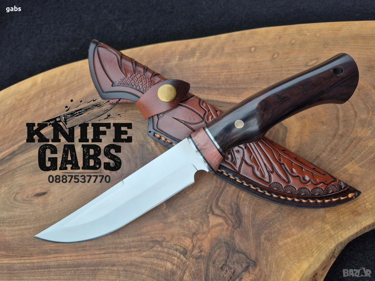 Висококачествен ръчно изработен нож с кожена кания,LN404, снимка 1