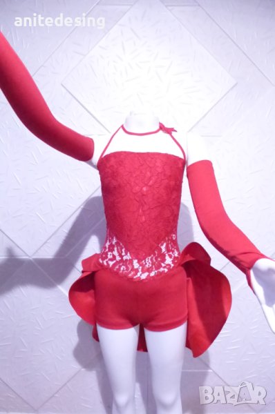 Червена детска рокля за спортни танци, снимка 1