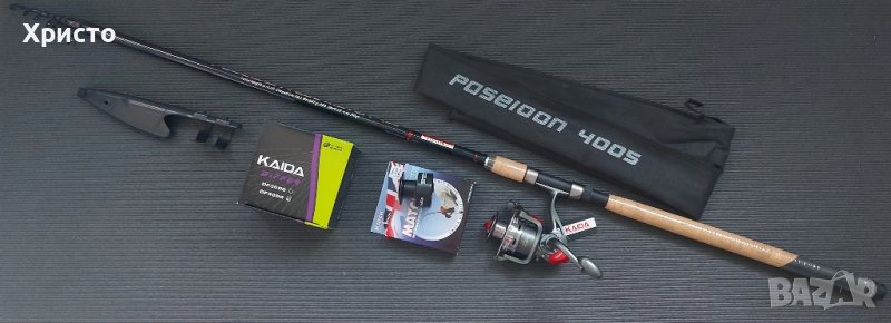 ТОП ОФЕРТА! Нови 4м болонеза с макара и влакно за 90лв общо, риболов, такъм въдица , снимка 1