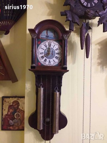 Стар фризийски рисуван стенен часовник тип Атлас, снимка 1