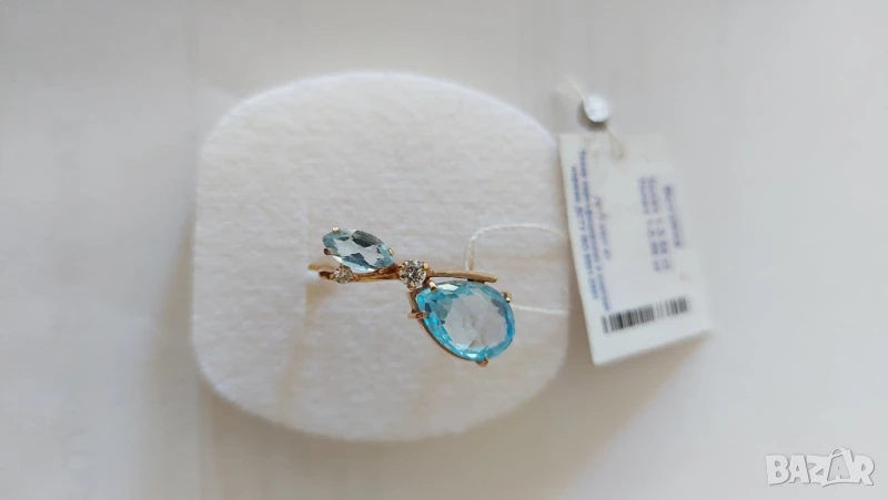 Руски златен пръстен с топази, снимка 1