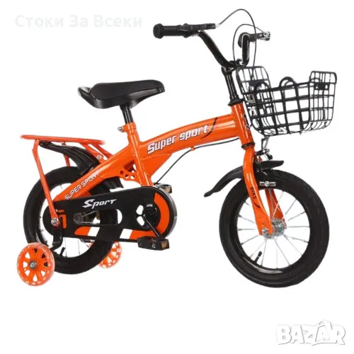 Детски велосипед с противоплъзгащи се гуми и светещи помощни колела, снимка 1