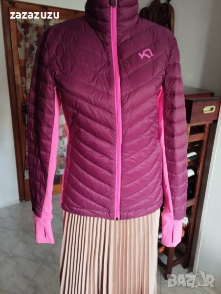 ЕСТЕСТВЕН ПУХ дамска късо вталено яке  цвят лилав, снимка 1