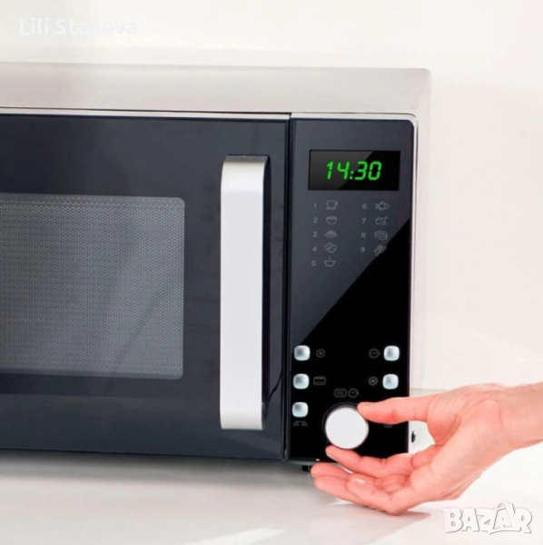 Микровълнова с грил Black+Decker – 23L, 900W, 9 автоматични програми, 5 нива на мощност., снимка 1