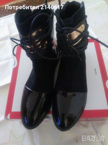 Нови боти,комбинация от 100% естествен лак и велур,N:39, снимка 1