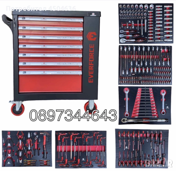 Шкаф-количка с инструменти EVERFORCE 251 части, снимка 1