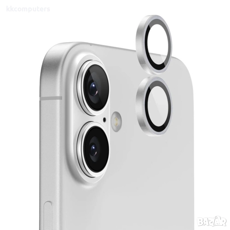 Стъклен протектор с метални рингове за задна камера MBX за Apple iPhone 17, Сребрист, снимка 1